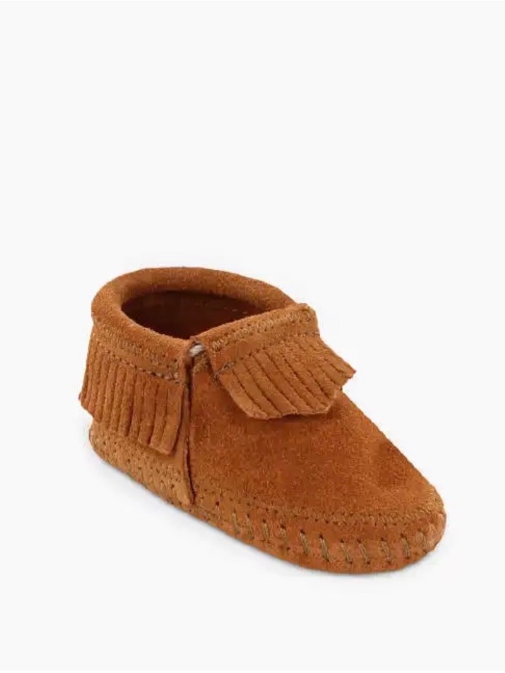 Baby Minnetonka Brown Suede Fringe Moccasin Shoe